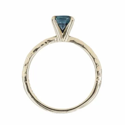 1.03ct Round Blue Australian Sapphire Evergreen Solitaire in 14k Yellow Gold