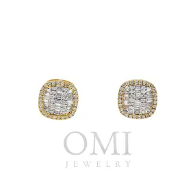 10K GOLD BAGUETTE AND ROUND DIAMOND EARRINGS 0.52 CTW