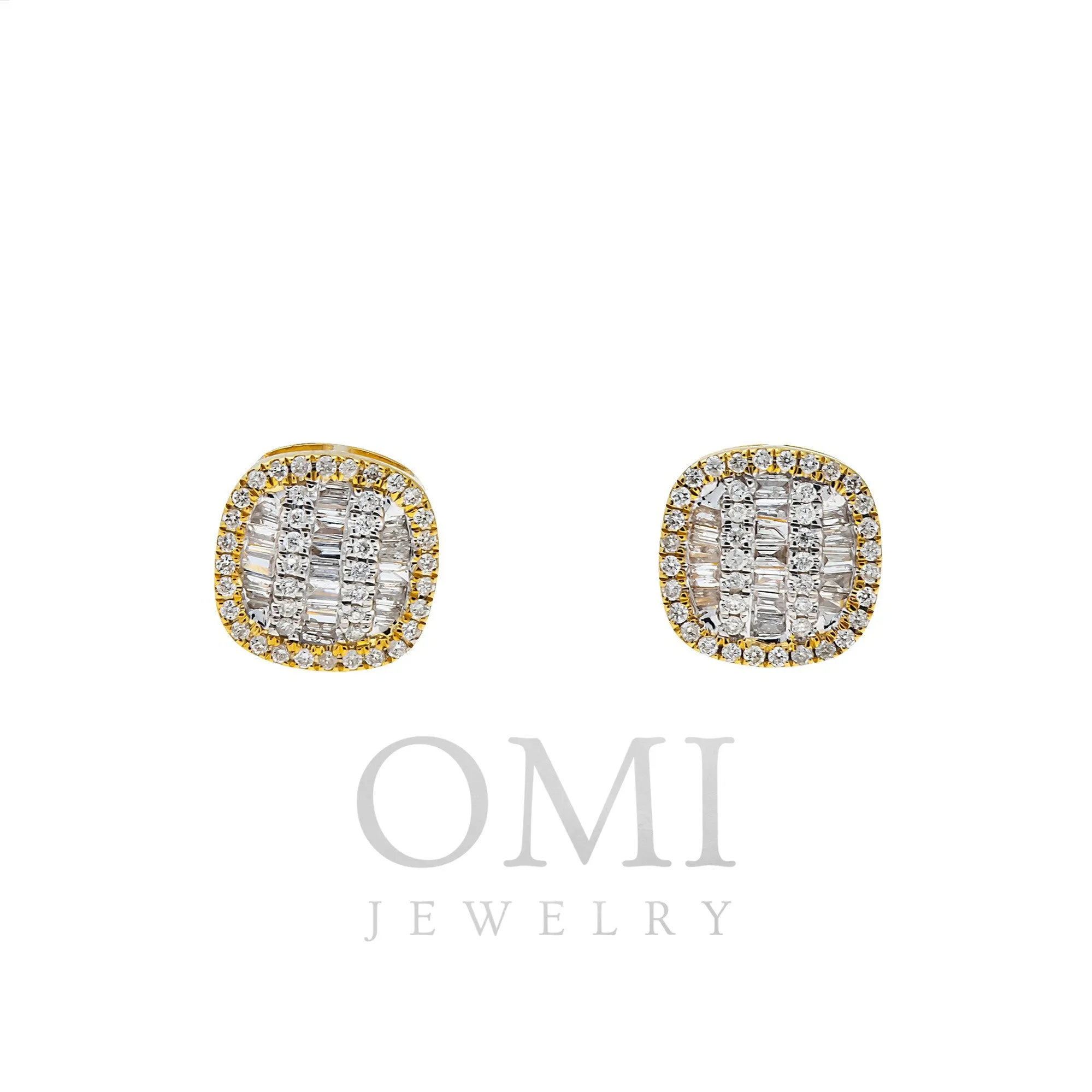 10K GOLD BAGUETTE AND ROUND DIAMOND EARRINGS 0.52 CTW