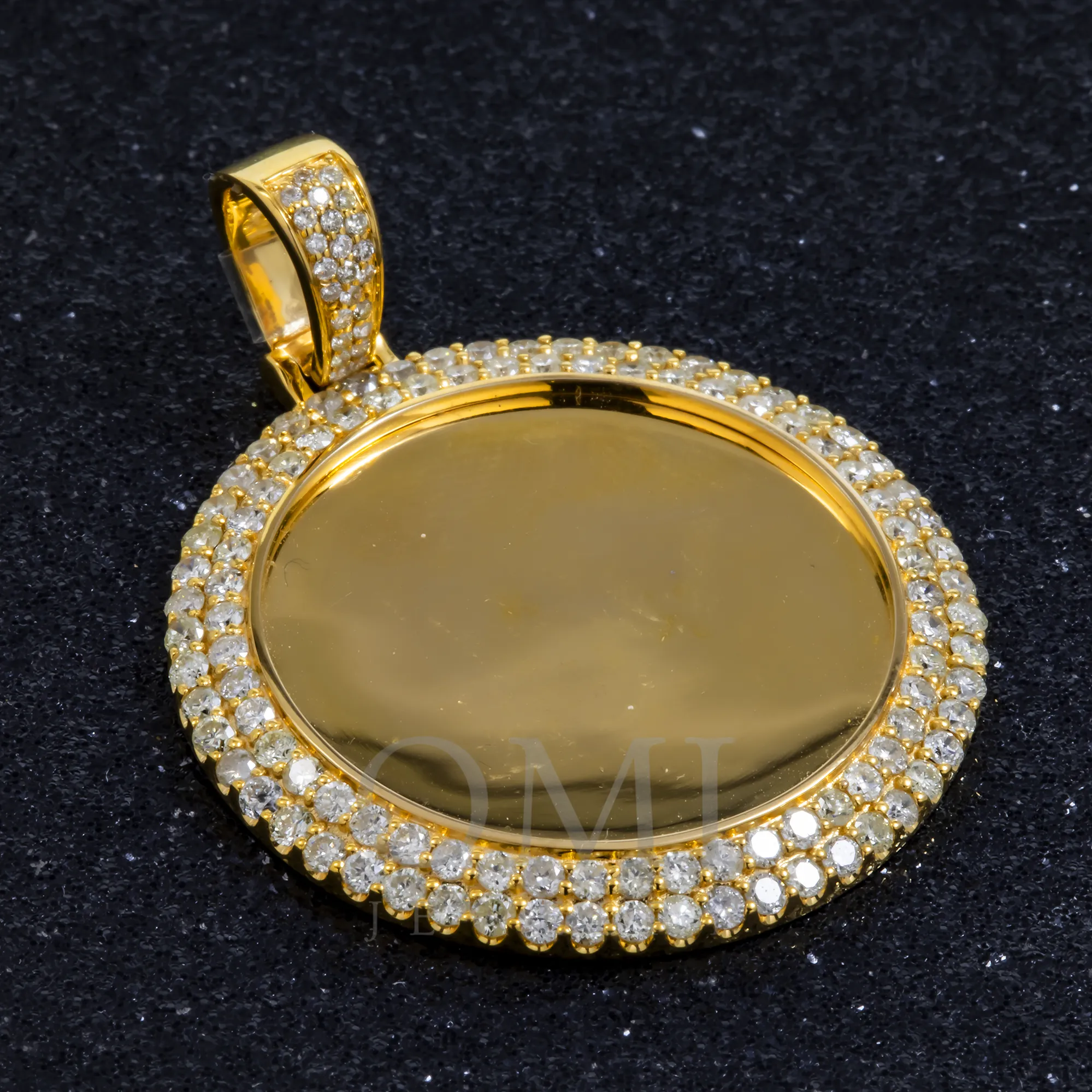 10K GOLD ROUND DIAMOND CIRCLE PICTURE PENDANT 2.15 CT