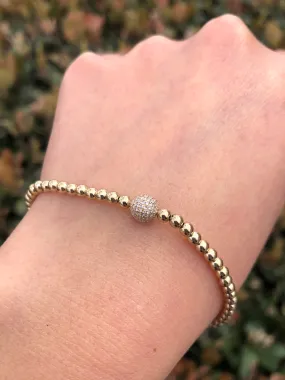 14K Gold Diamond Ball Bubble Bracelet