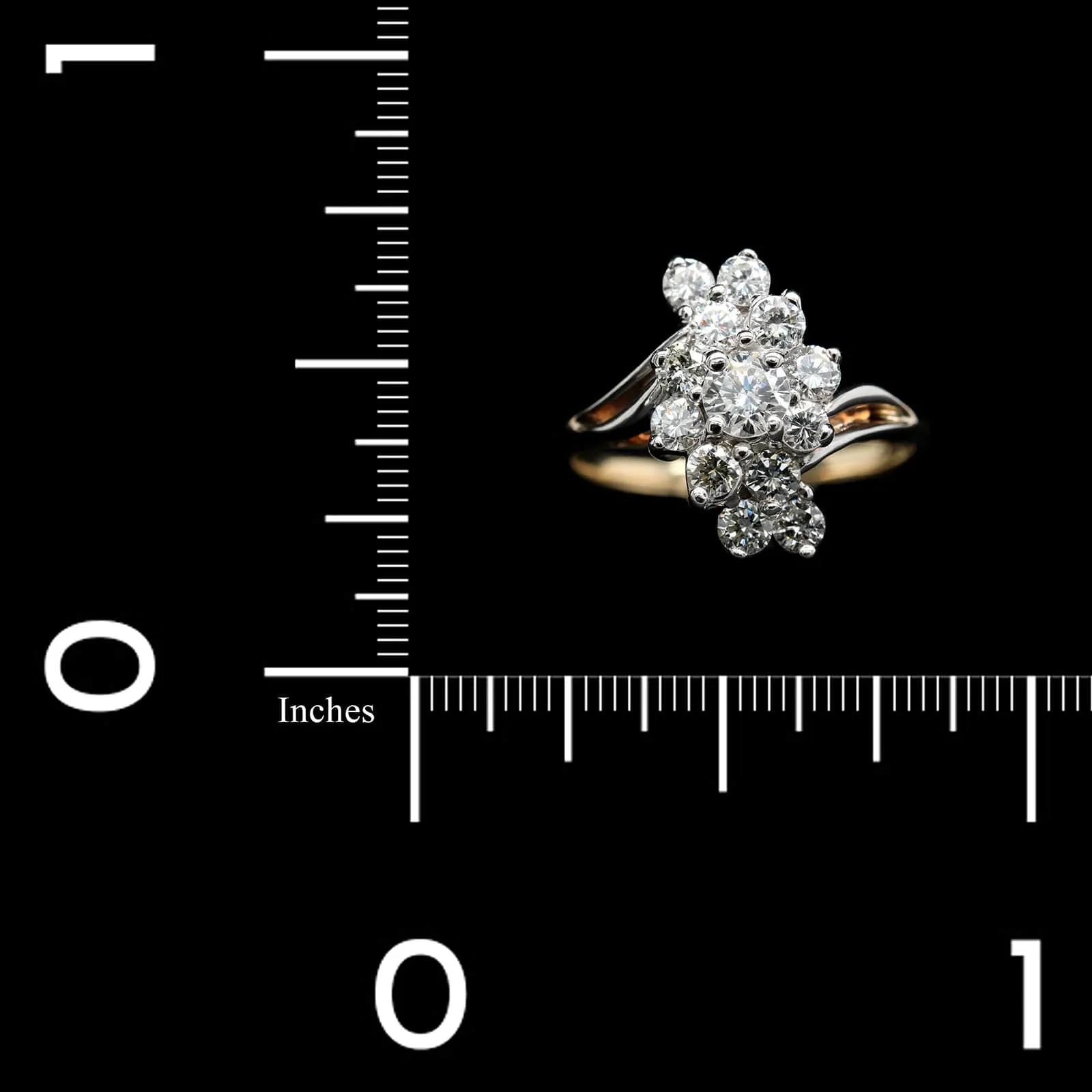 14K Two-tone Gold Estate Diamond Cluster Ring