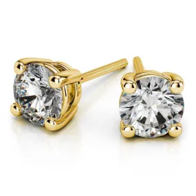 14k White Gold Round Cut Diamond Solitaire Earrings