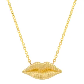 14K YG Reeded Gold Kiss Necklace