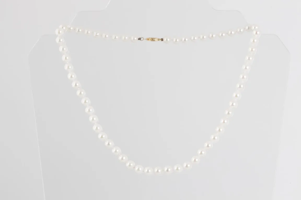 18'' 14k Yellow Gold 6.6mm Pearl Necklace (27.50g.)