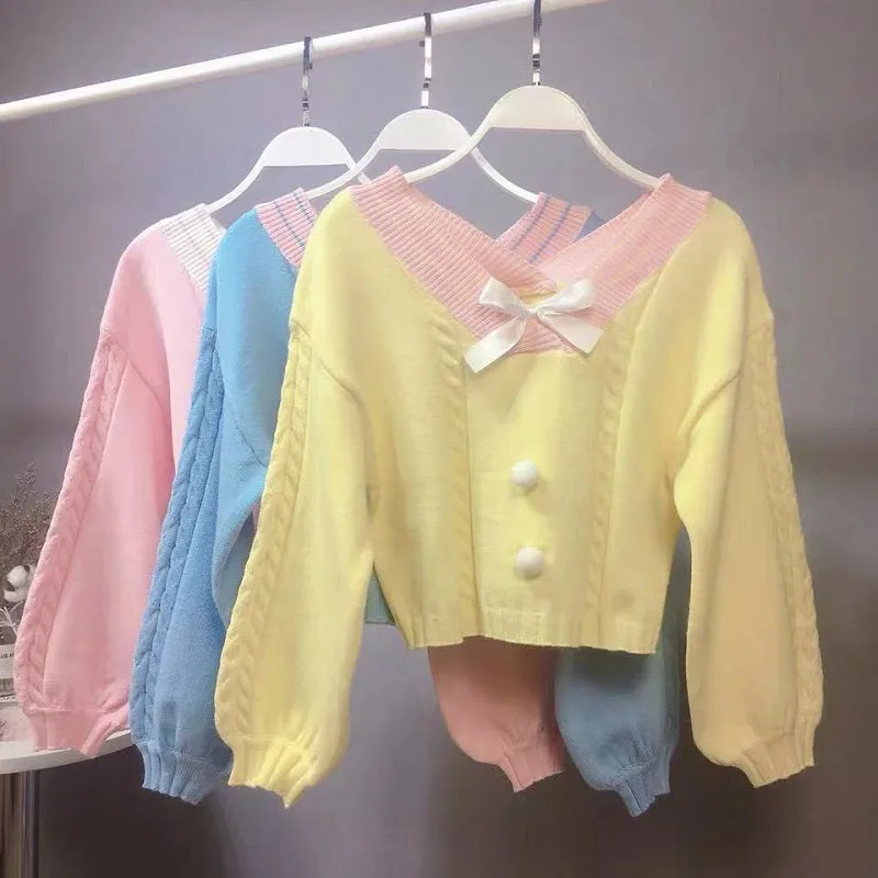 4 COLORS SWEET AND LOVELY BOW SWEATER BY21053