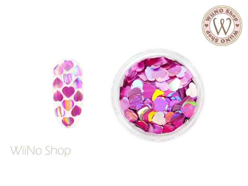 4mm Magenta Pink Holographic Heart Glitter