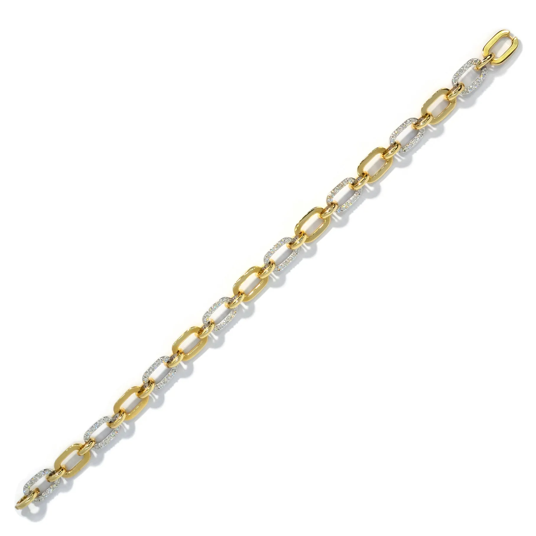 AFJ Diamond Collection - Link Bracelet with Diamonds, Yellow and White Gold