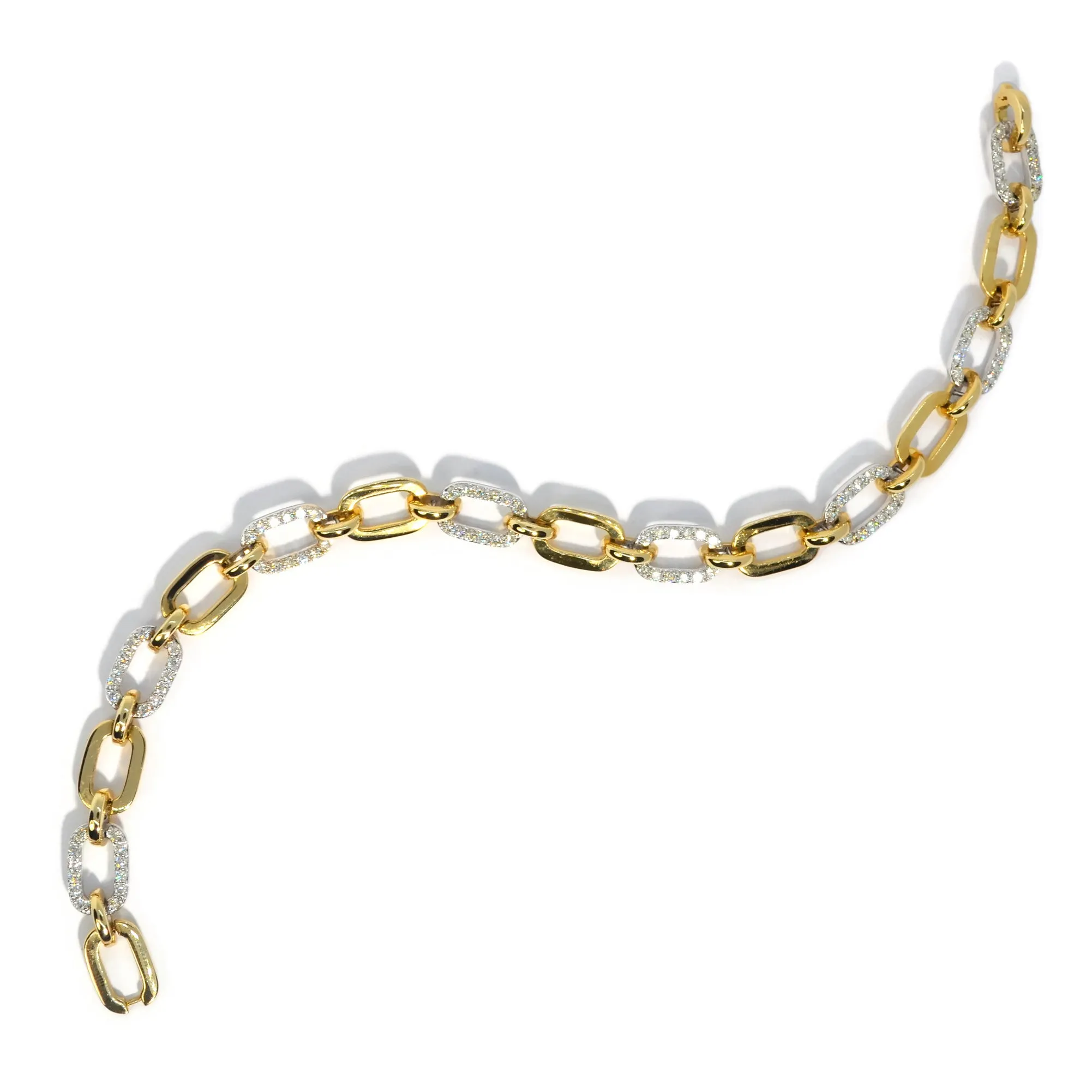 AFJ Diamond Collection - Link Bracelet with Diamonds, Yellow and White Gold