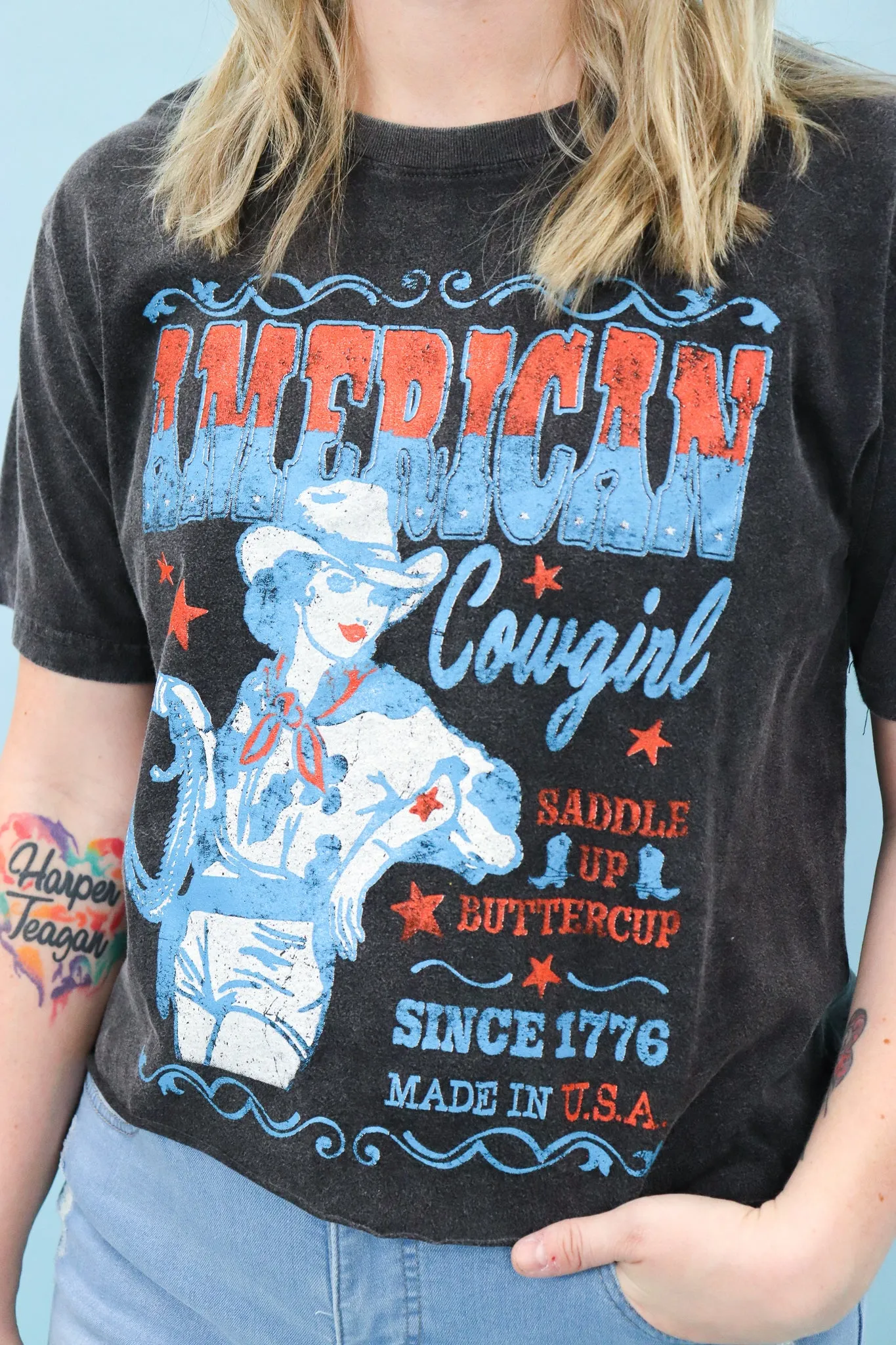 American Cowgirl Cropped Graphic Tee