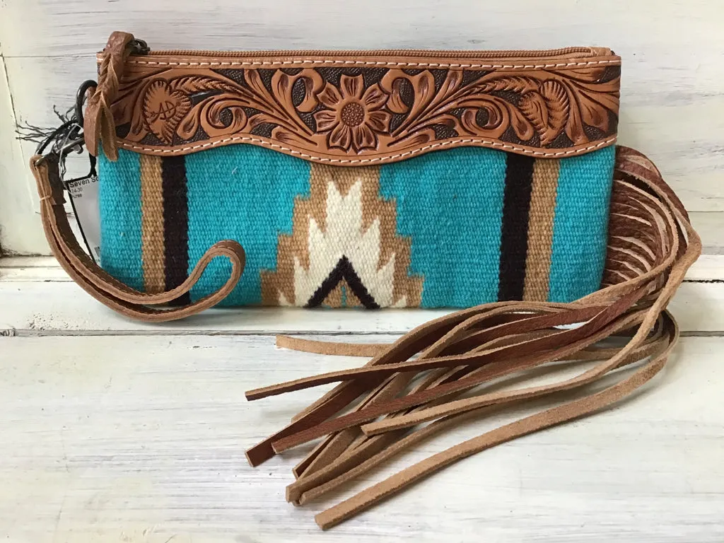 American Darling Blanket Tooled Wristlet Purse