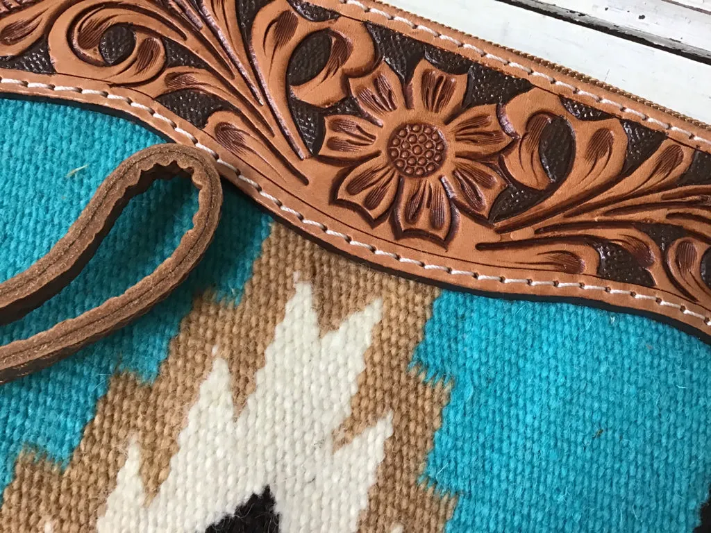 American Darling Blanket Tooled Wristlet Purse