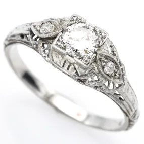 Antique 14K White Gold 0.44 Ct Diamond Band Ring