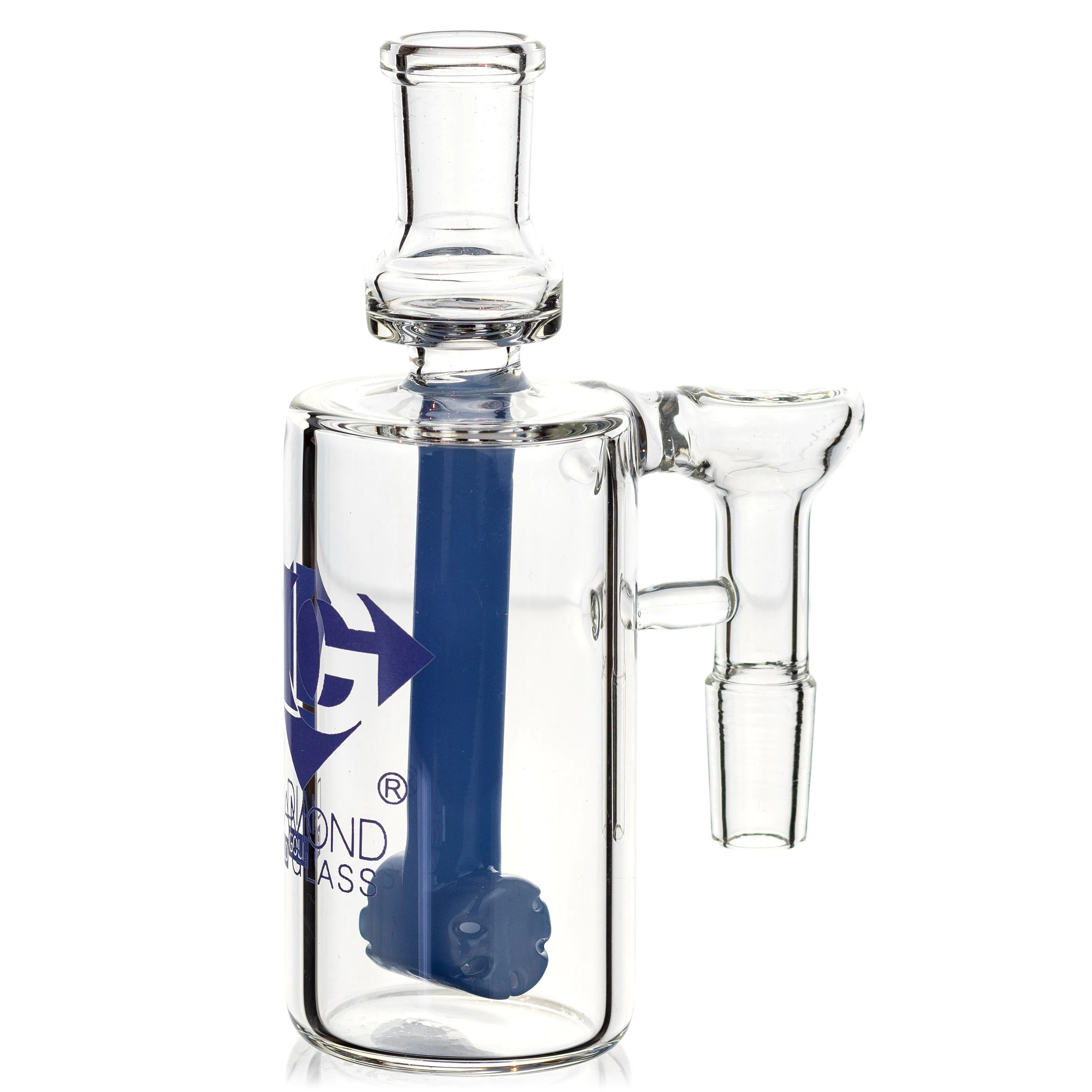 Ash Catcher w/ 14mm Joint, 90 Angle Hammerhead Perc, by Diamond Glass