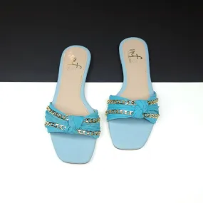 Blue Chain Slippers