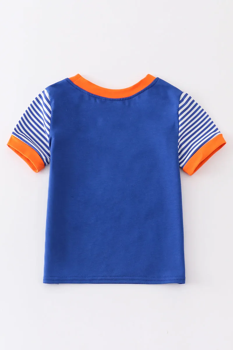 Blue florida french knot boy top