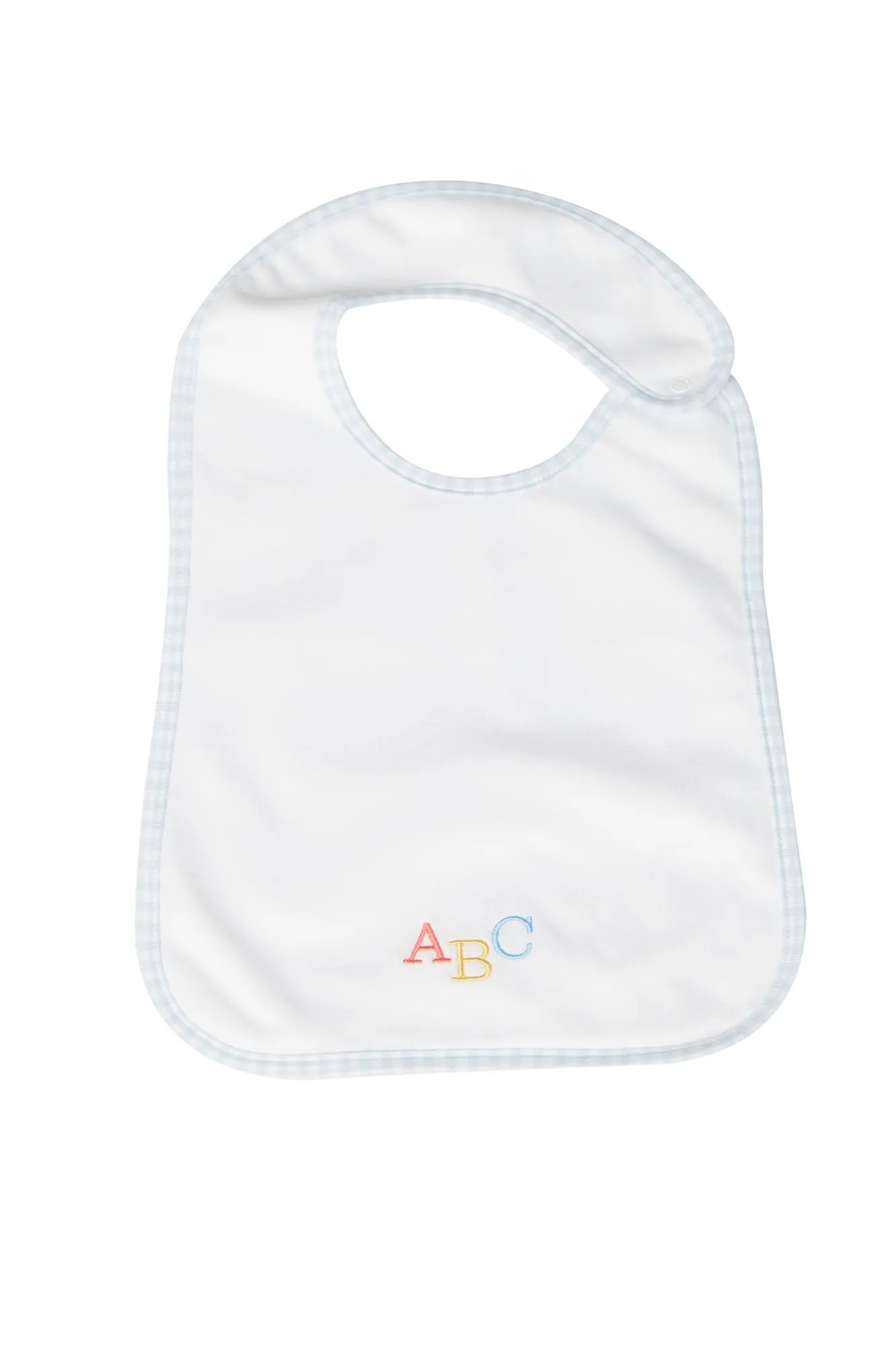 Blue Gingham ABC Feeding Bib