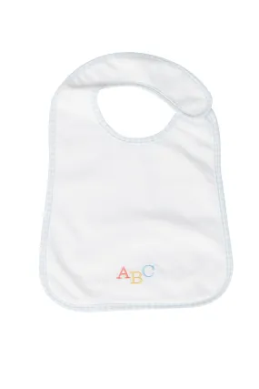 Blue Gingham ABC Feeding Bib