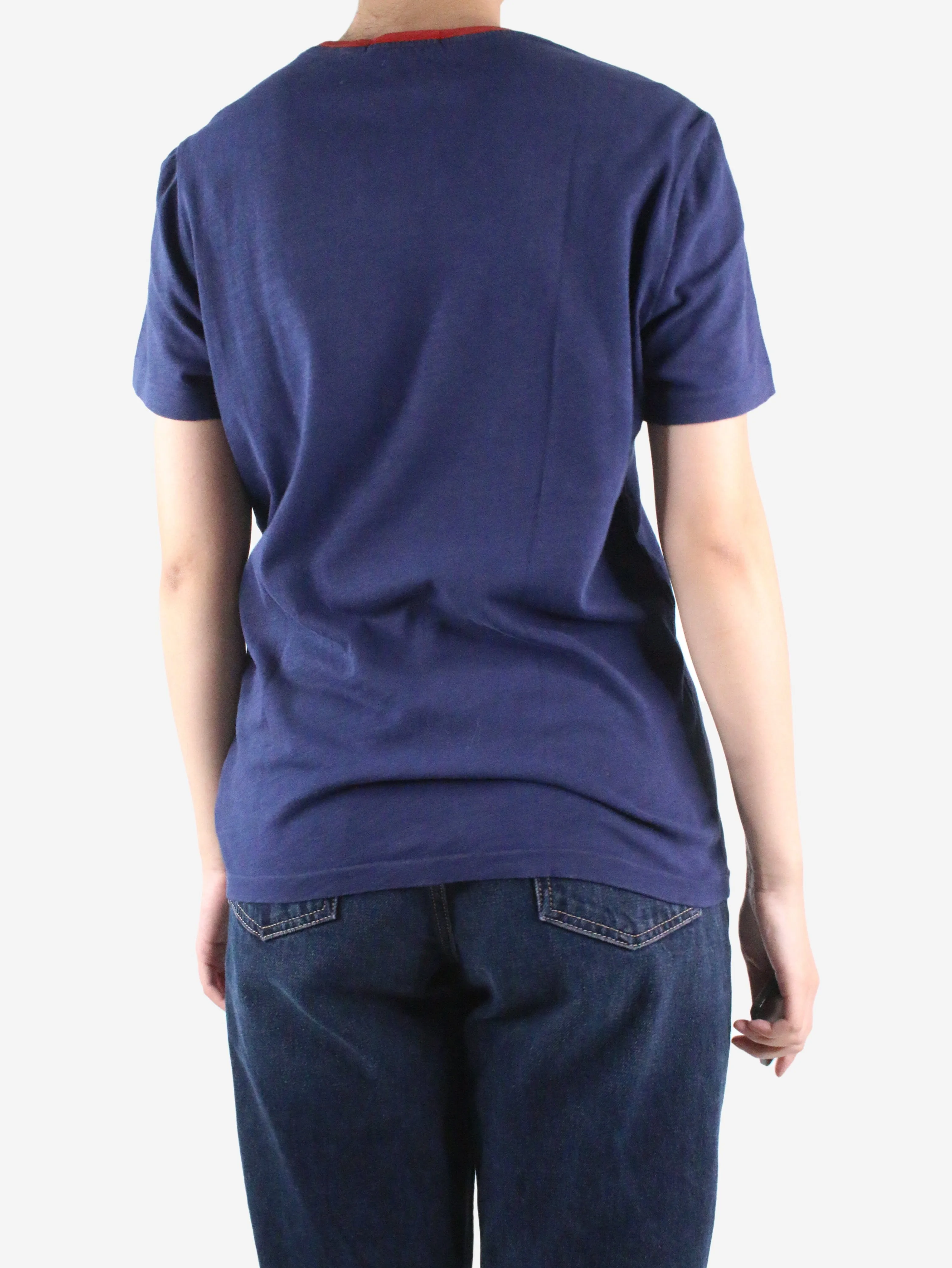 Blue short-sleeved printed t-shirt - size S