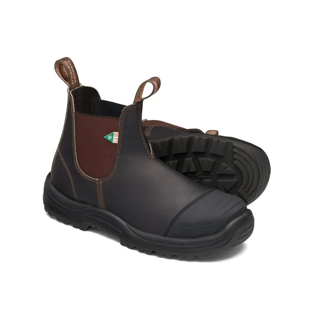 Blundstone 167 Unisex Slip-on Steel Toe Work & Safety Boot with Rubber Toe Cap - Stout Brown