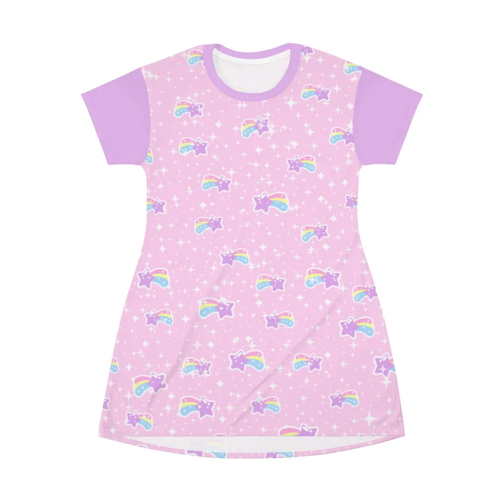 Bubblegum Bunny Shooting Stars All Over Print T-Shirt Mini Dress