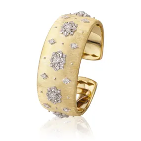 Buccellati - Opera - Rigato Engraved Cuff Bracelet with Diamonds, 18k Yellow and White Gold