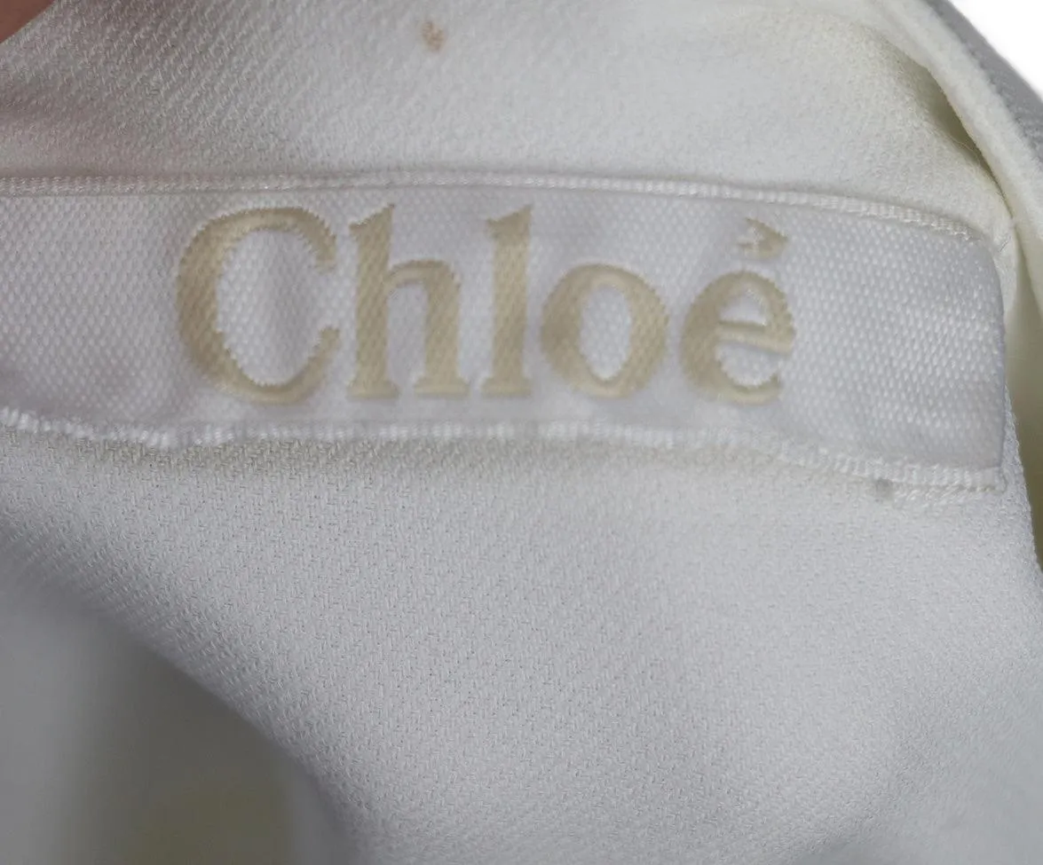 Chloe White Viscose Rhinestone Blouse sz 4