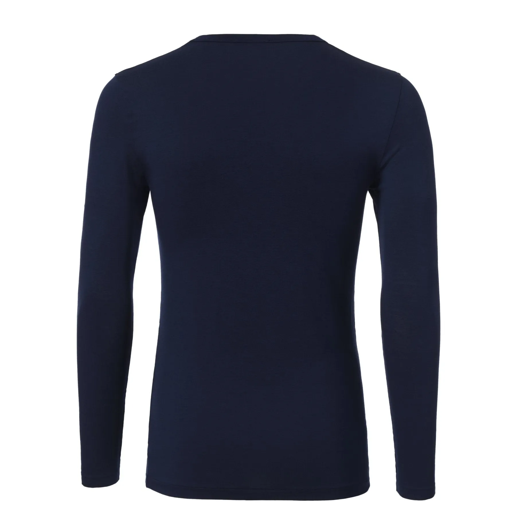 Crew-Neck Long Sleeve T-Shirt in Navy Blue