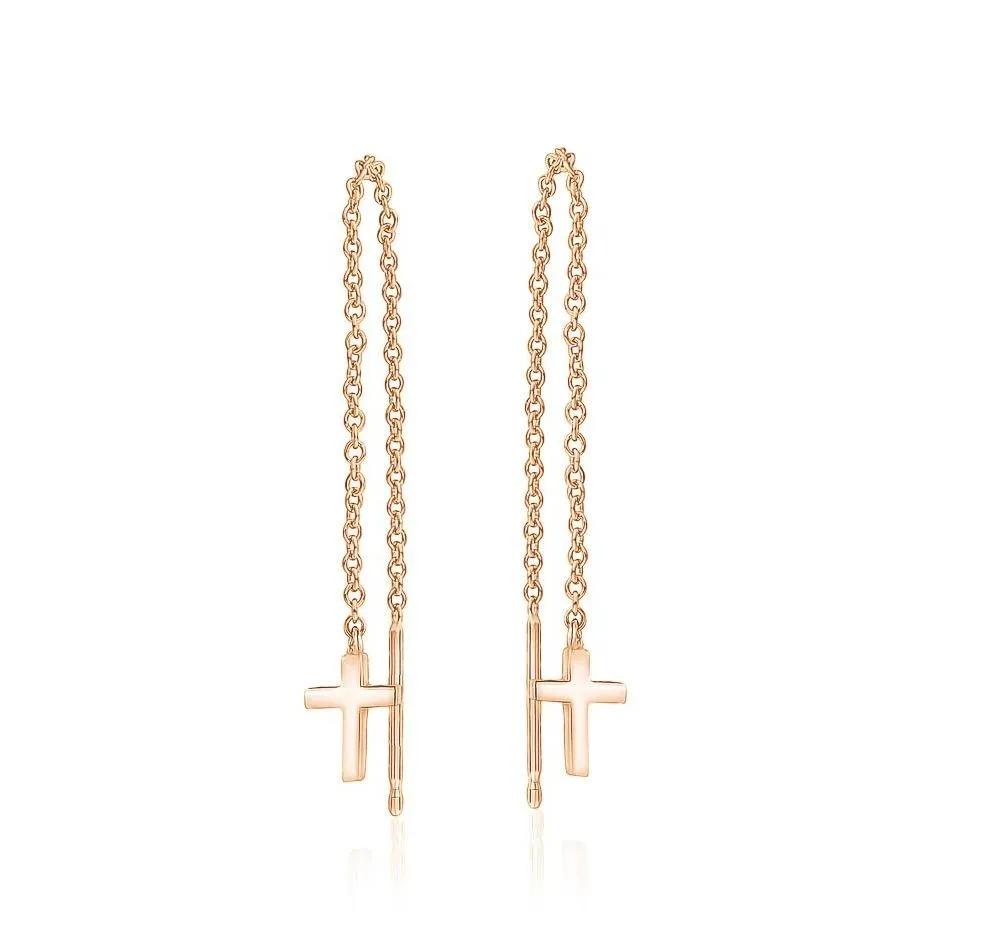 Cross Chain Earrings