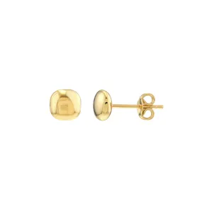 Cushion Pebble Stud Earrings in Yellow Gold