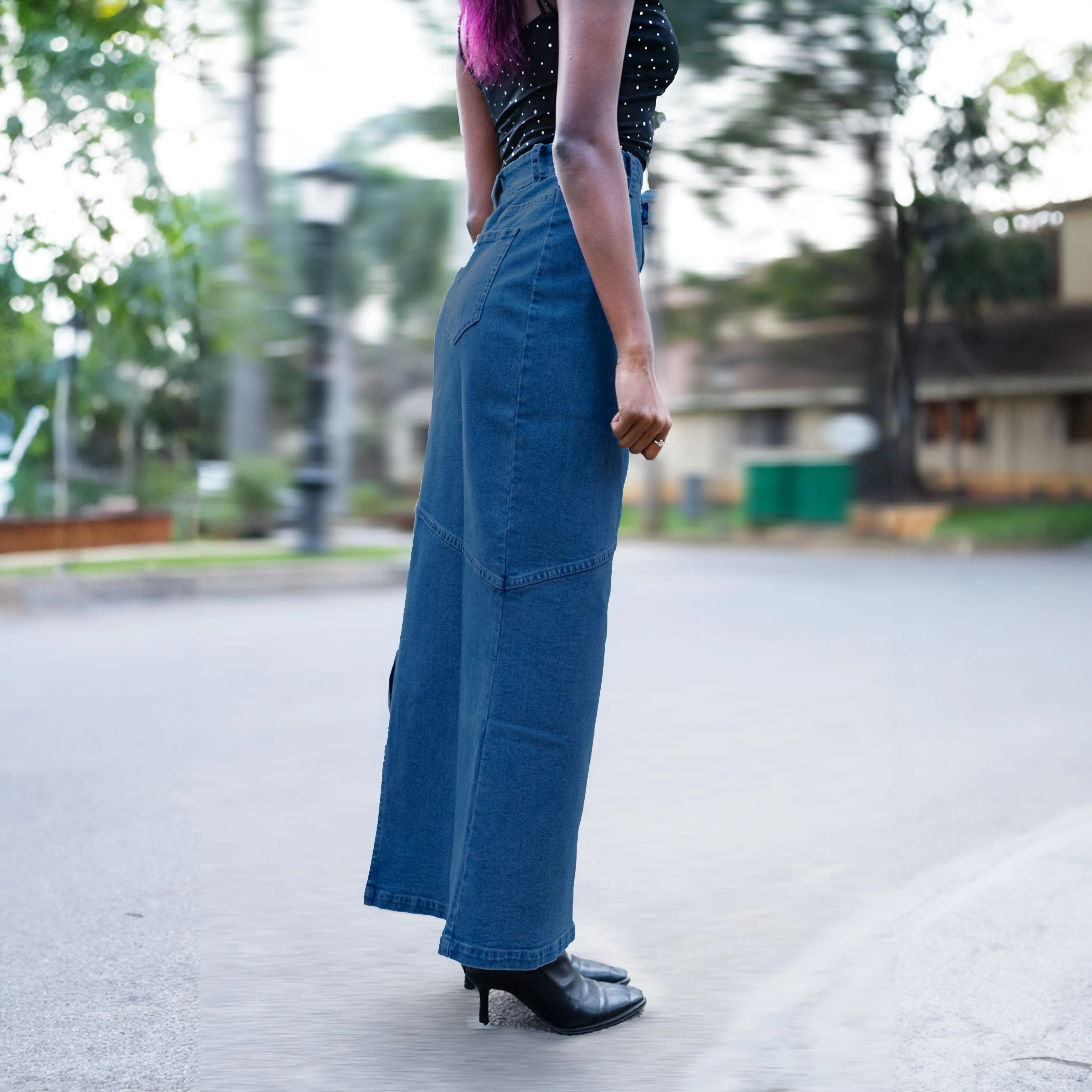 Denim Maxi Skirt - Blue