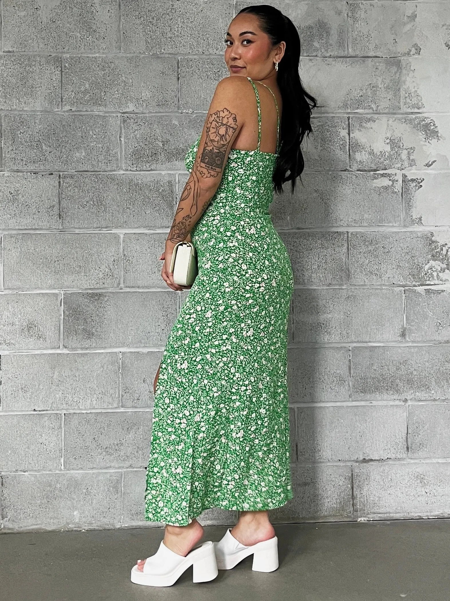 DEX Floral Ruched Maxi Dress