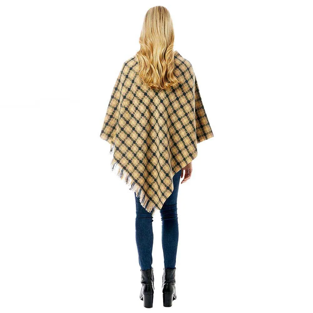 Diamond Pattern Knitted Poncho