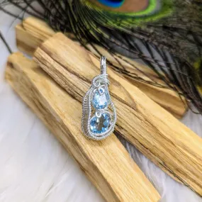 Double Topaz Wire Wrapped Pendant~ Flawless and Sparkling