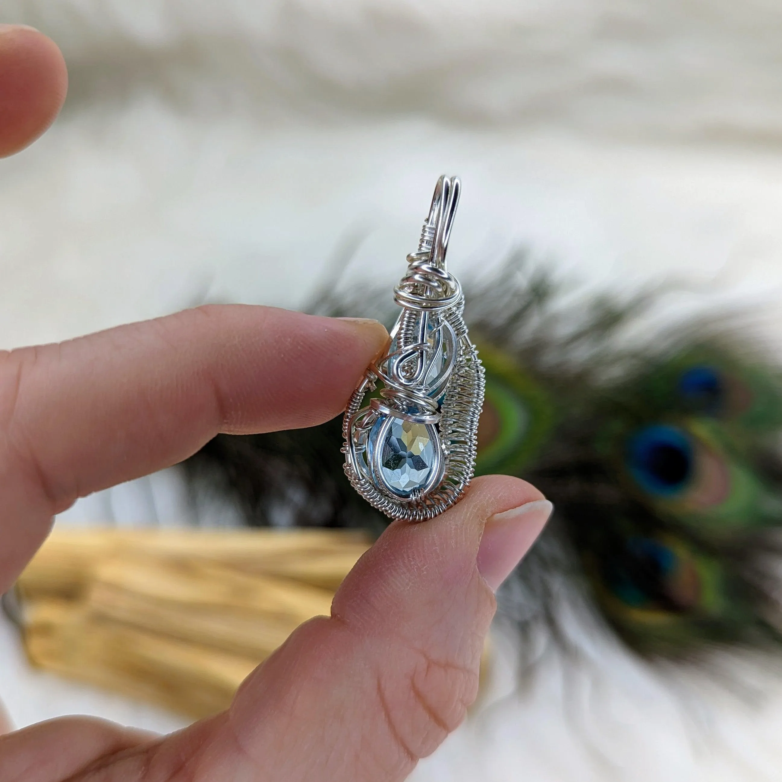 Double Topaz Wire Wrapped Pendant~ Flawless and Sparkling