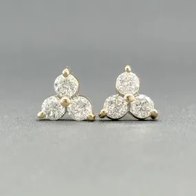 Estate 14K Y Gold 1.54ctw H/SI2 Diamond Triangle Stud Earrings