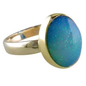 Ethiopian Opal Pinfire Oval Gold Ring