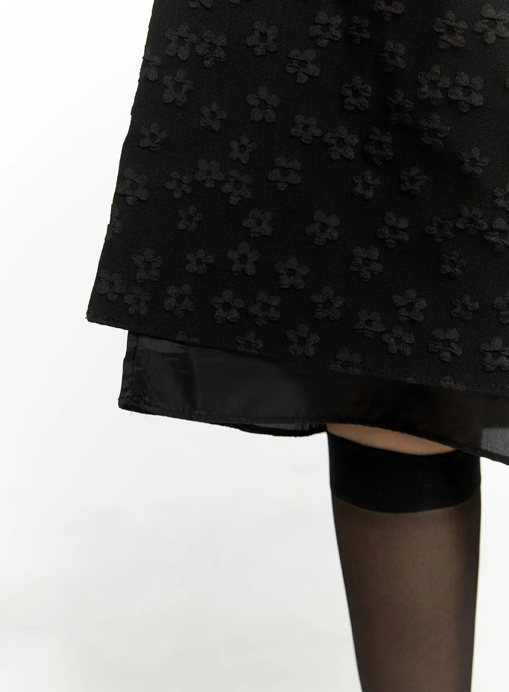 Floral Mesh Midi Skirt CA412