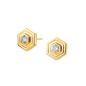 Geometrix Double Bezel Hex Earrings