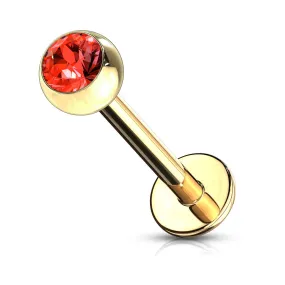 Gold Plated Over 316L Surgical Steel WildKlass Labret Studs with Press Fit Jeweled Ball