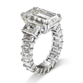 HERA 14 CARAT EMERALD CUT E COLOR VVS2 CLARITY DIAMOND ENGAGEMENT RING PLATINUM GIA CERTIFIED 8 CT E VVS2 BY MIKE NEKTA