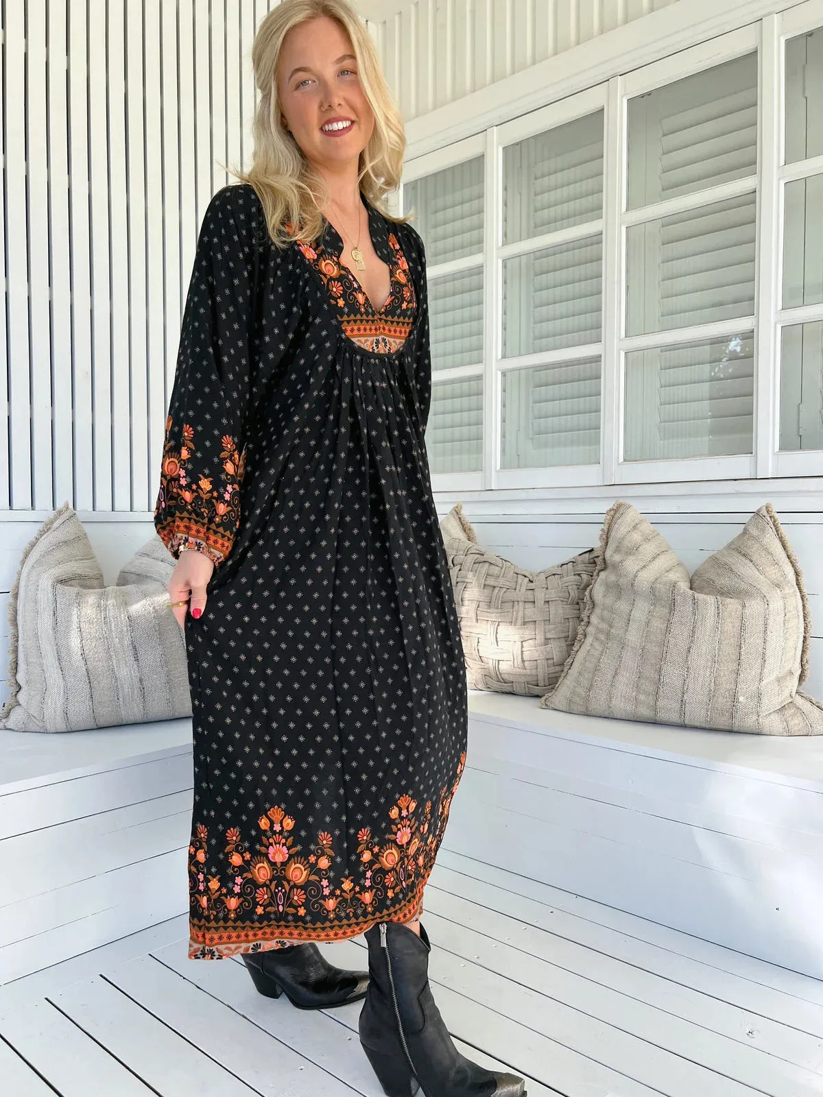 Jaase Boheme Long Sleeve Midi Dress - Emmery Collection