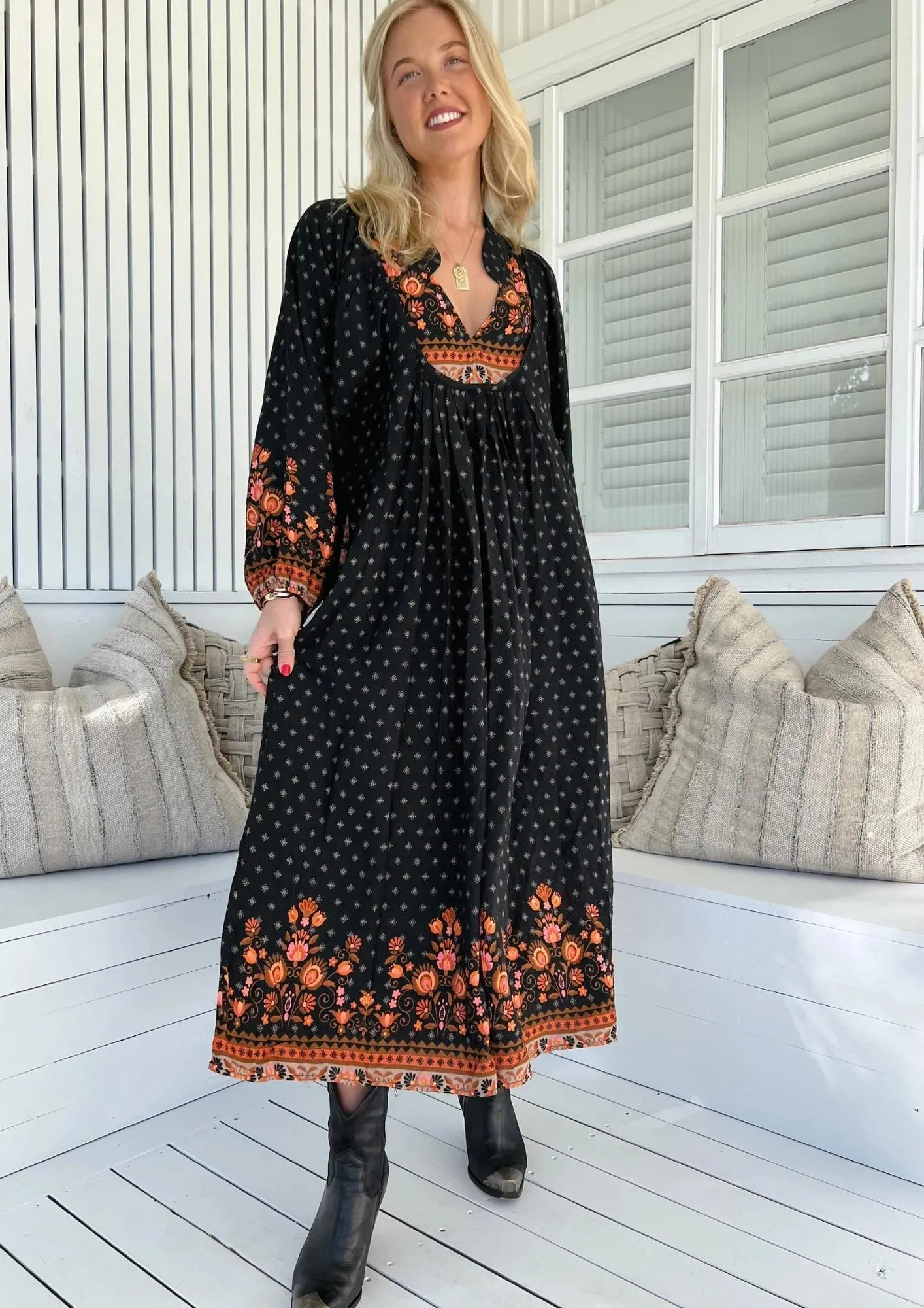 Jaase Boheme Long Sleeve Midi Dress - Emmery Collection