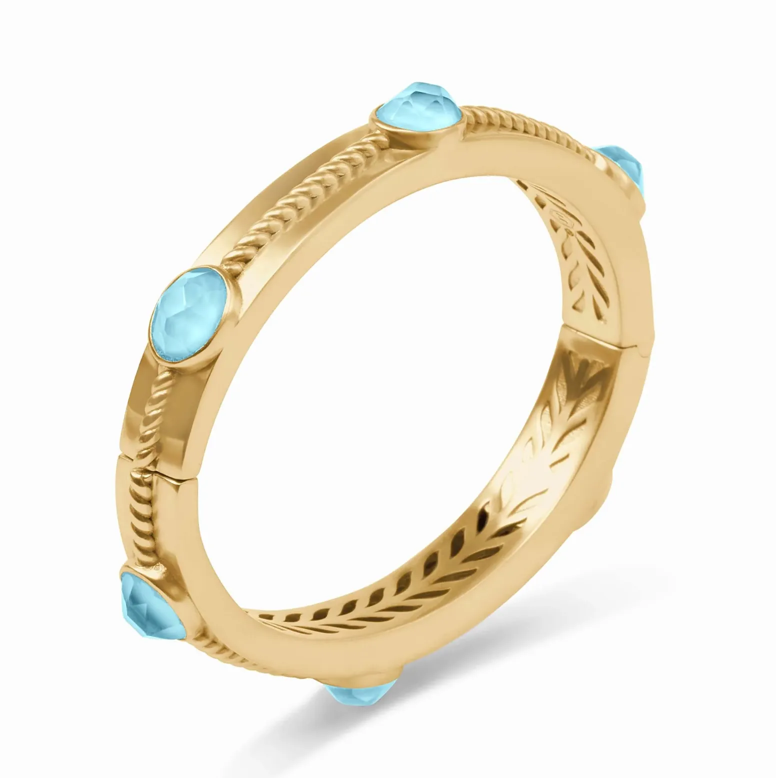 Julie Vos Nassau Stone Hinge Bangle, Aquamarine Blue