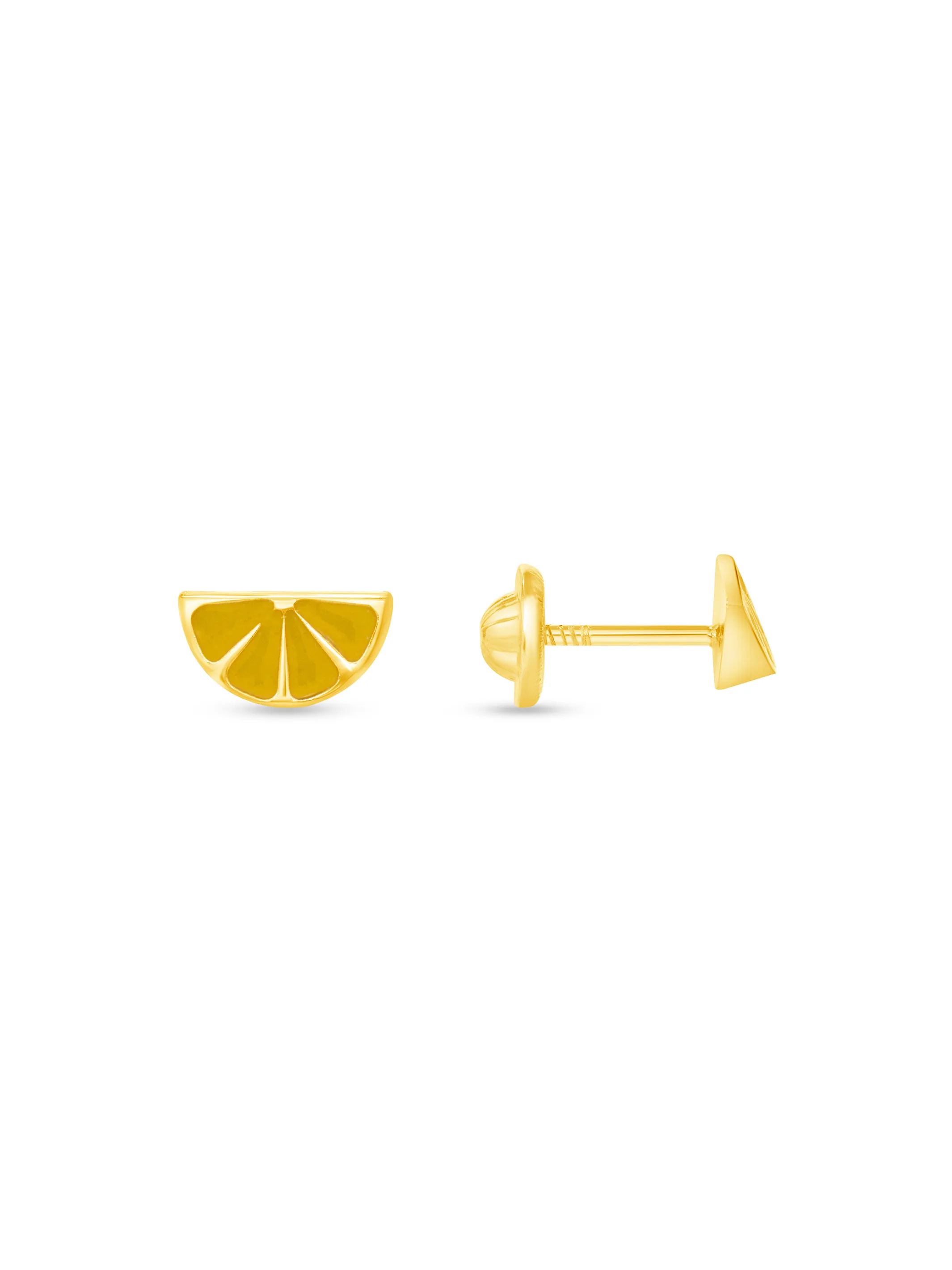 Kid Yellow Lemon Stud Earrings 14K