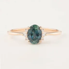 Lena Ring -1.00ct Parti Blue Green Sapphire, 14k Rose Gold (One of a kind)