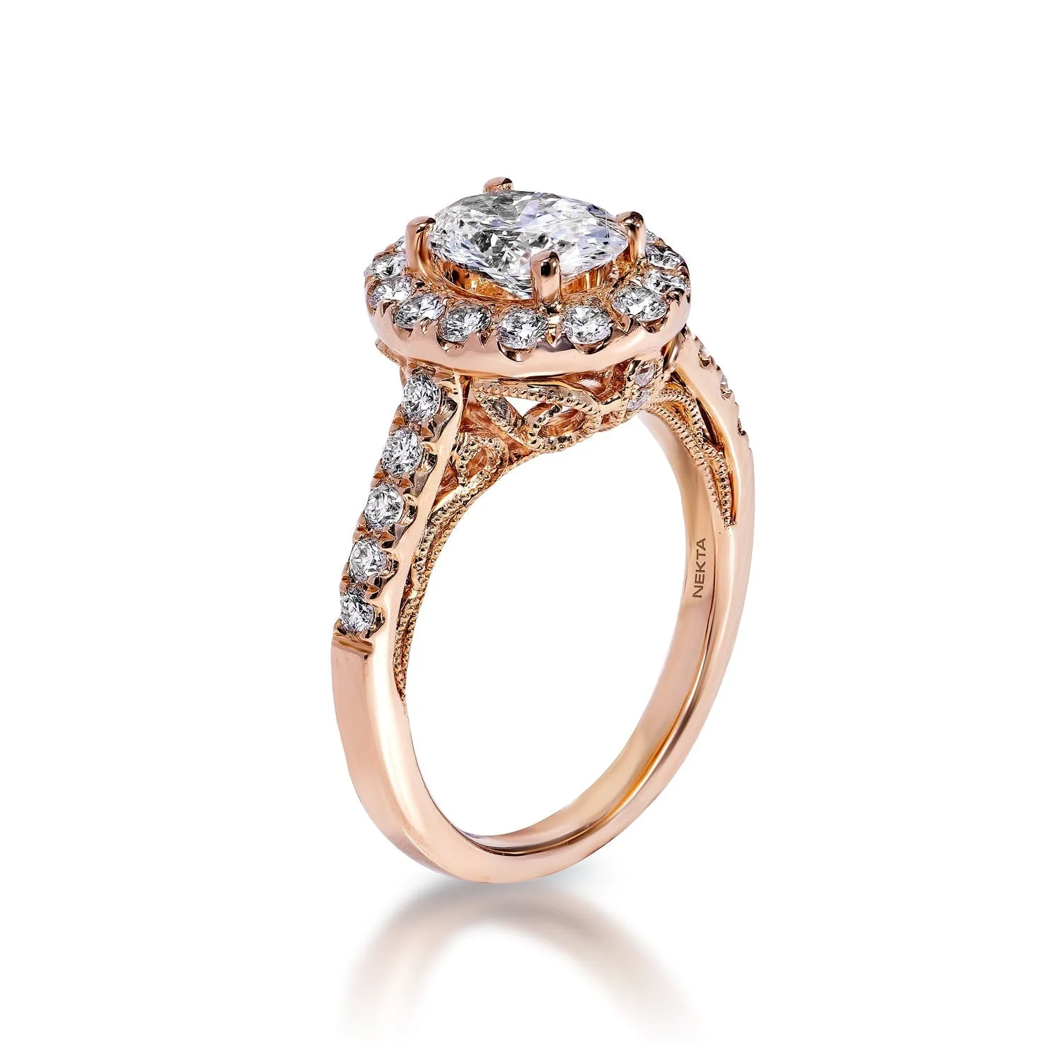 Lilac 2 Carat E VVS2 Oval Cut Lab Grown Diamond Engagement Ring in 18k Rose Gold IGI Certified