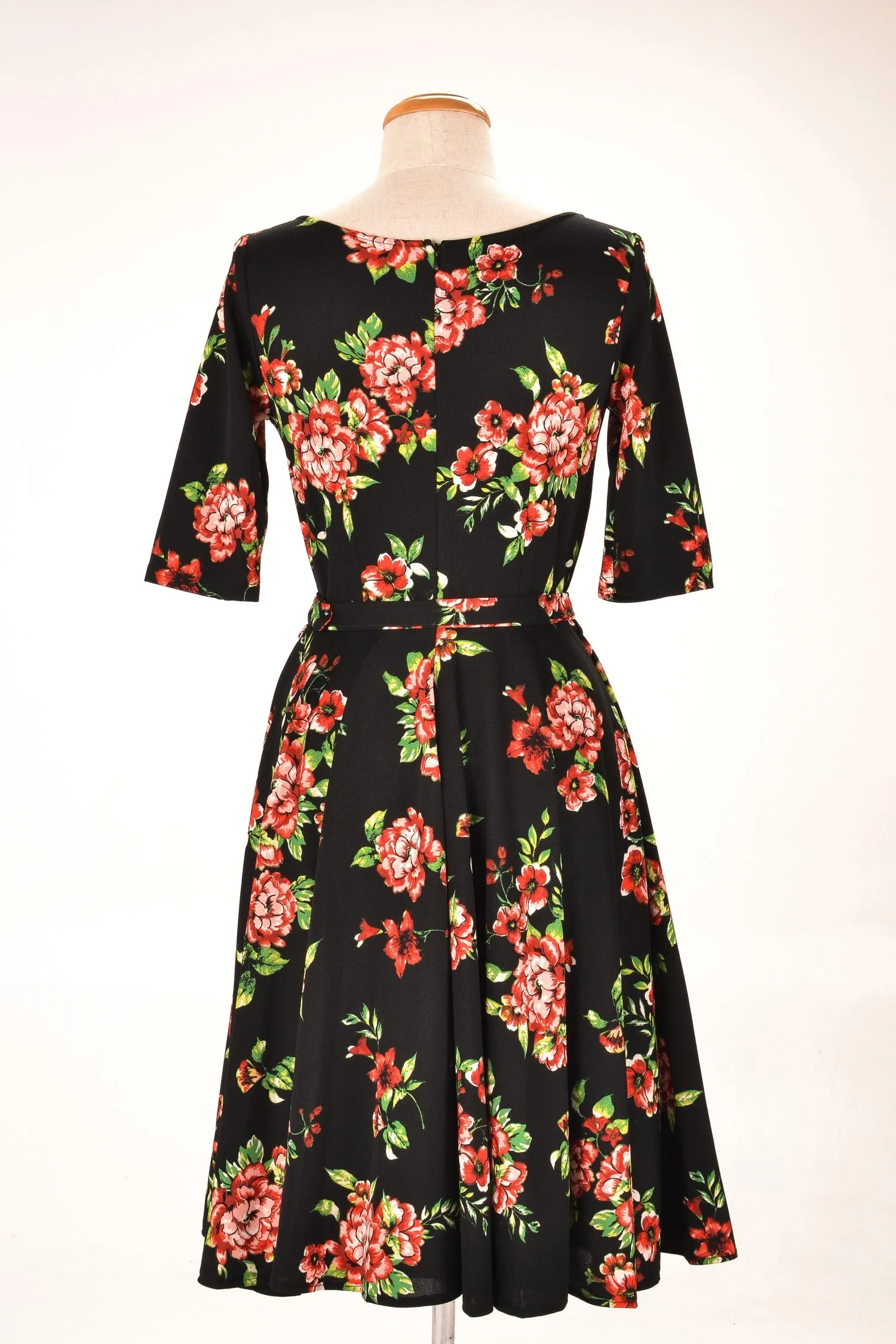 Lola Black & Red Floral Jersey Dress