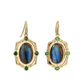 Mogul Labradorite & Tsavorite Earrings