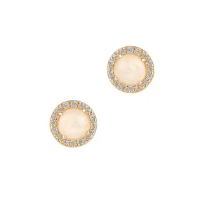 Moonstone Halo Studs 14k gold vermeil